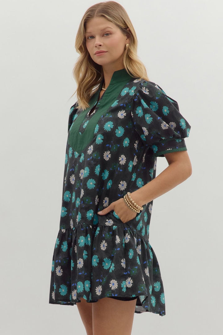 Ash Black Floral Dress