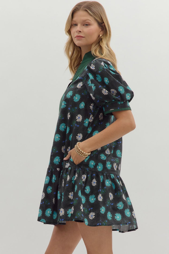 Ash Black Floral Dress