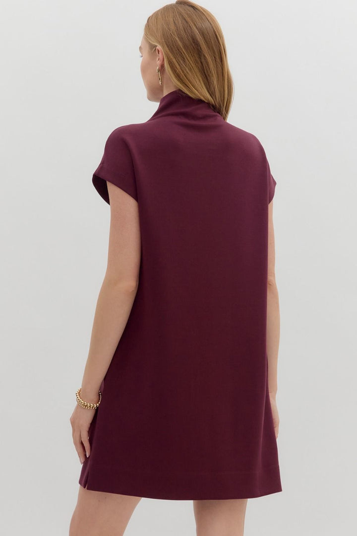 Burgundy Mock Neck Dress