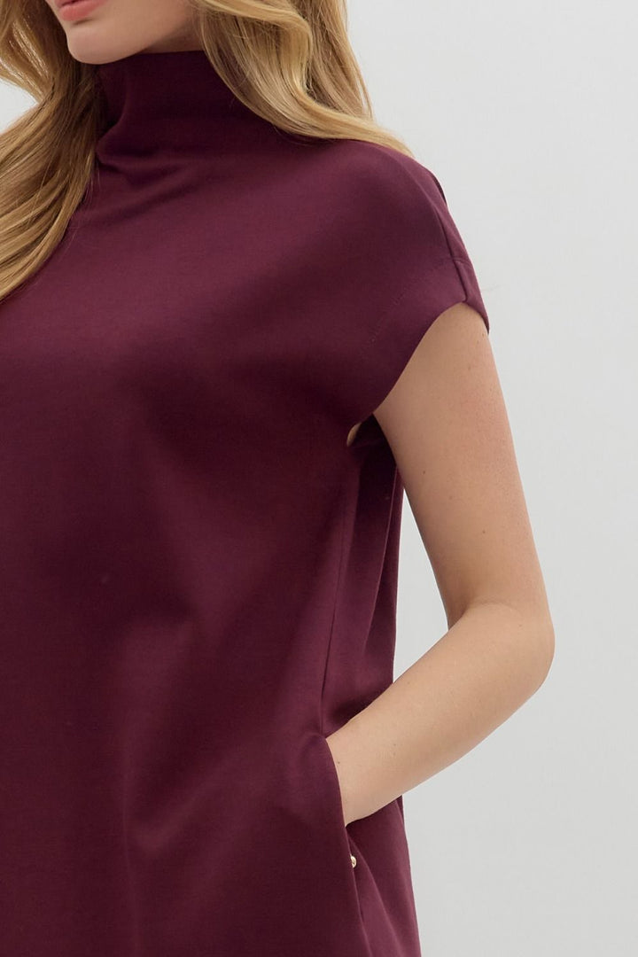 Burgundy Mock Neck Dress