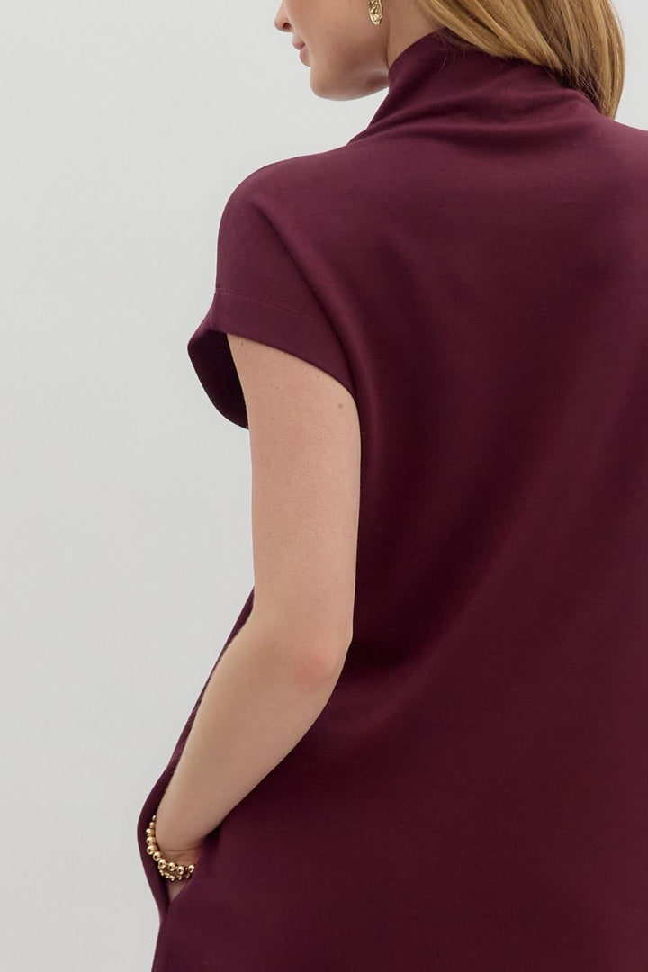 Burgundy Mock Neck Dress