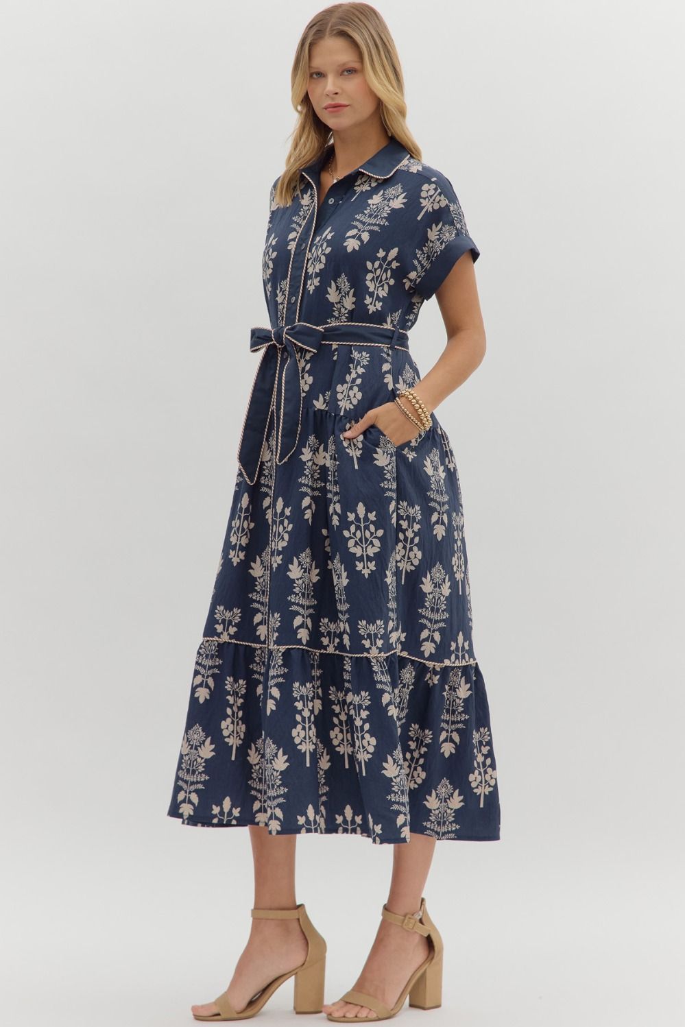 Navy Botanical Dress