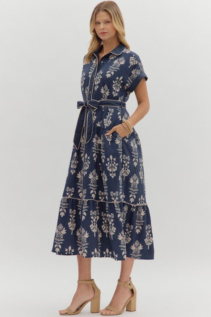 Navy Botanical Dress