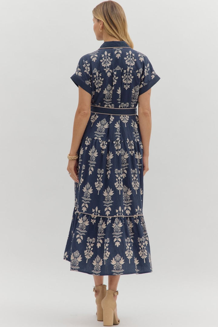Navy Botanical Dress