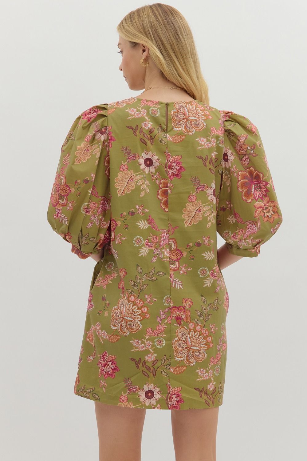 Olive Floral Dress