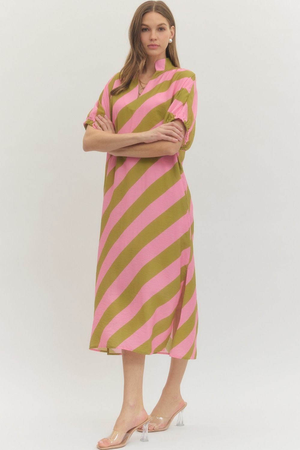 Stripe Dolman Midi Dress