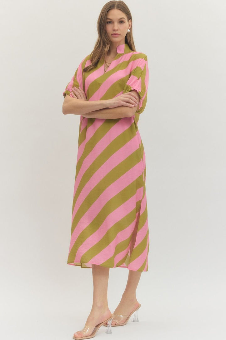 Stripe Dolman Midi Dress