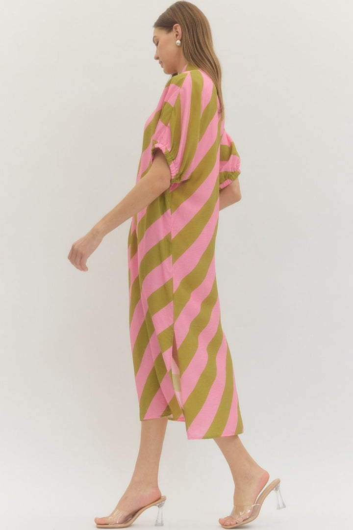 Stripe Dolman Midi Dress