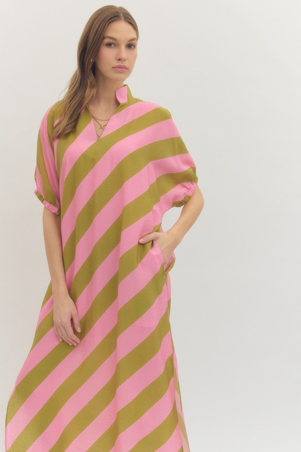 Stripe Dolman Midi Dress