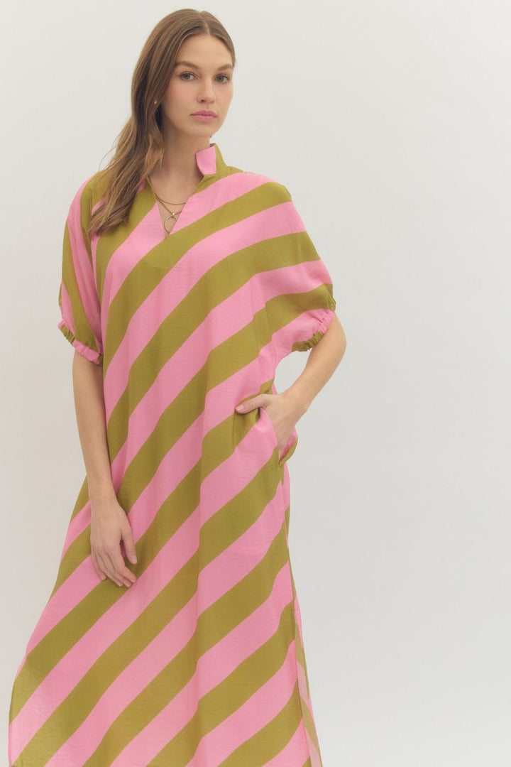 Stripe Dolman Midi Dress