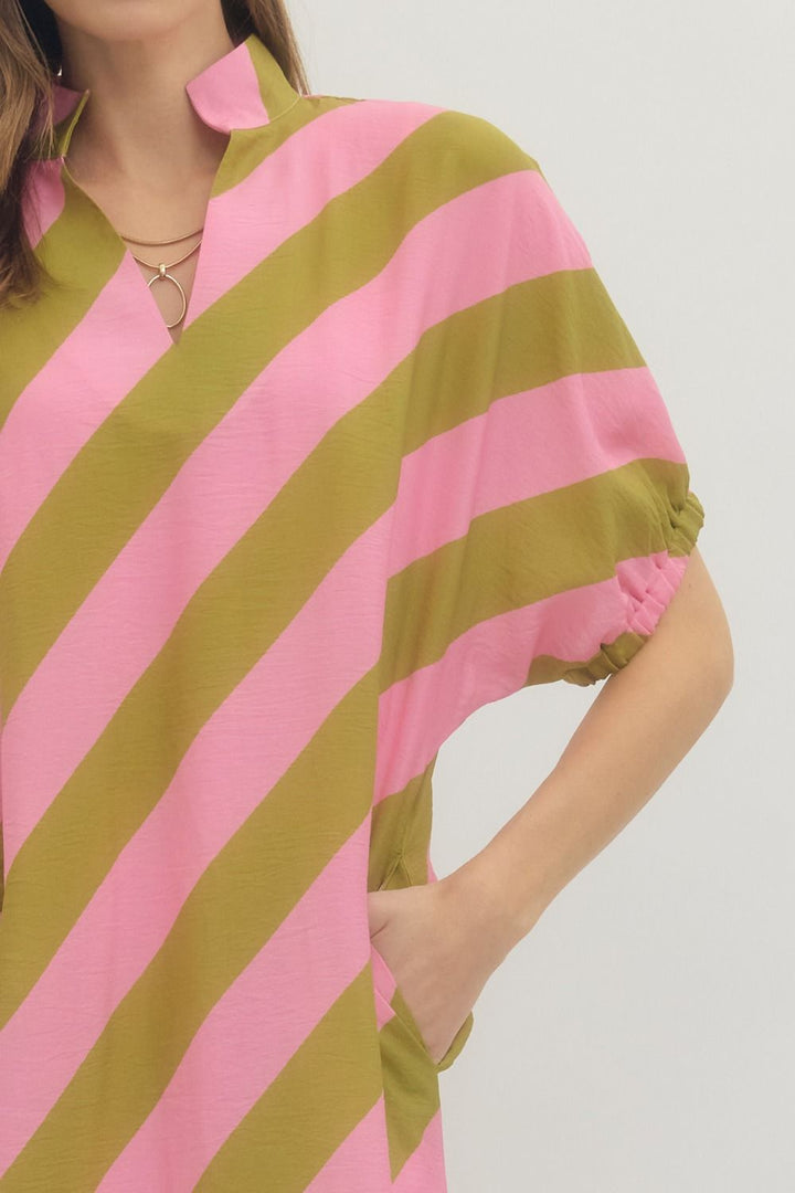 Stripe Dolman Midi Dress