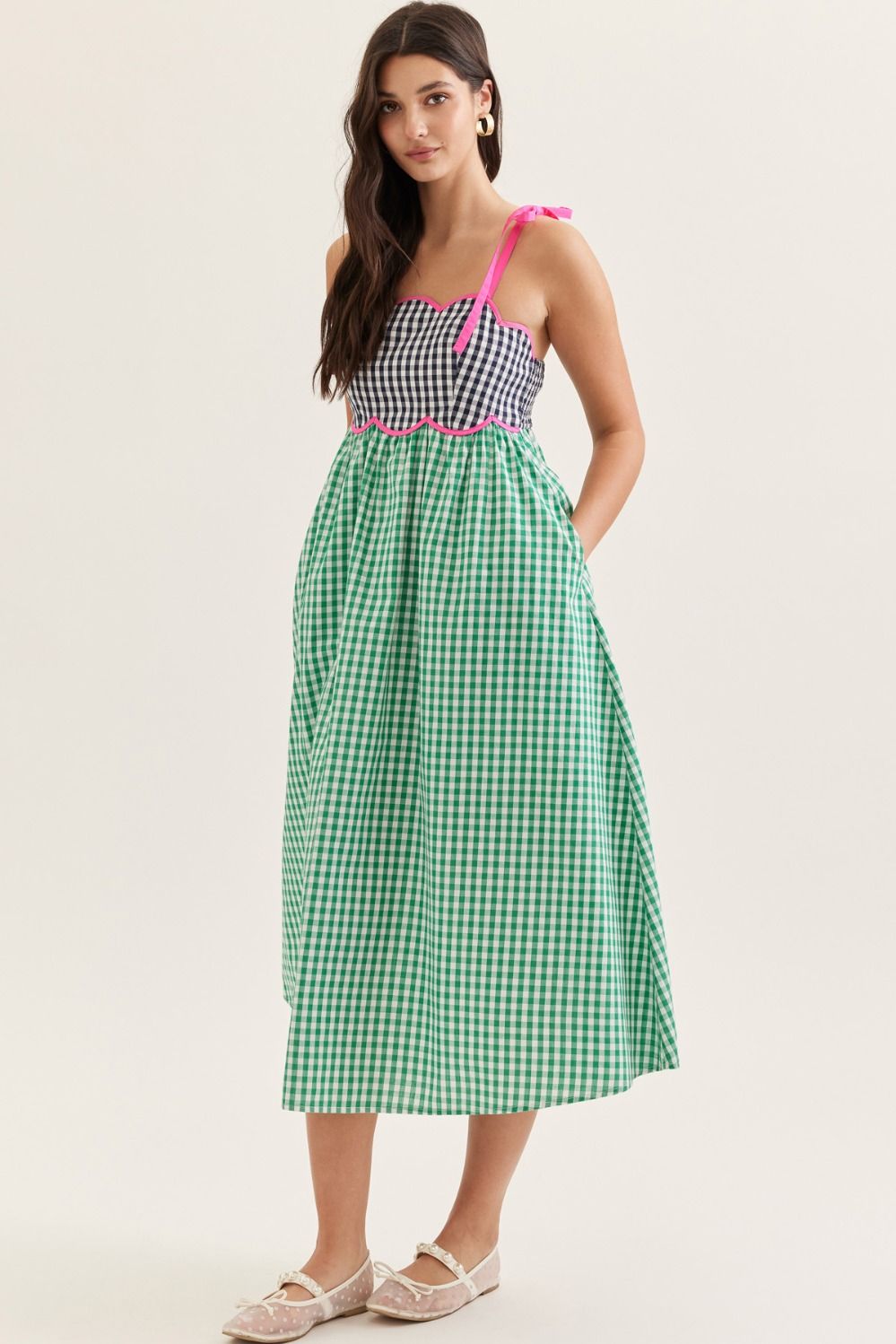 Gingham Scalloped Dress