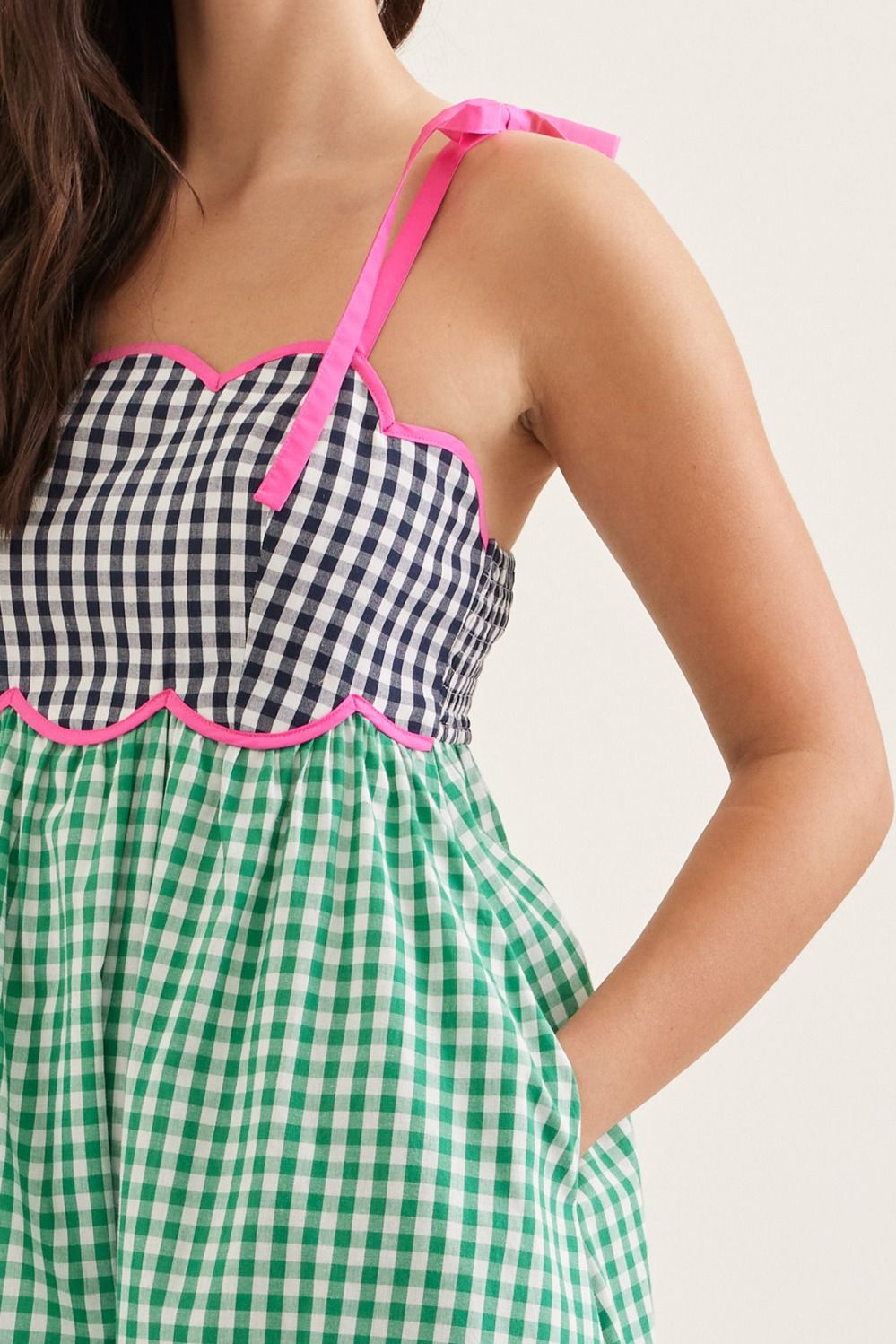 Gingham Scalloped Dress