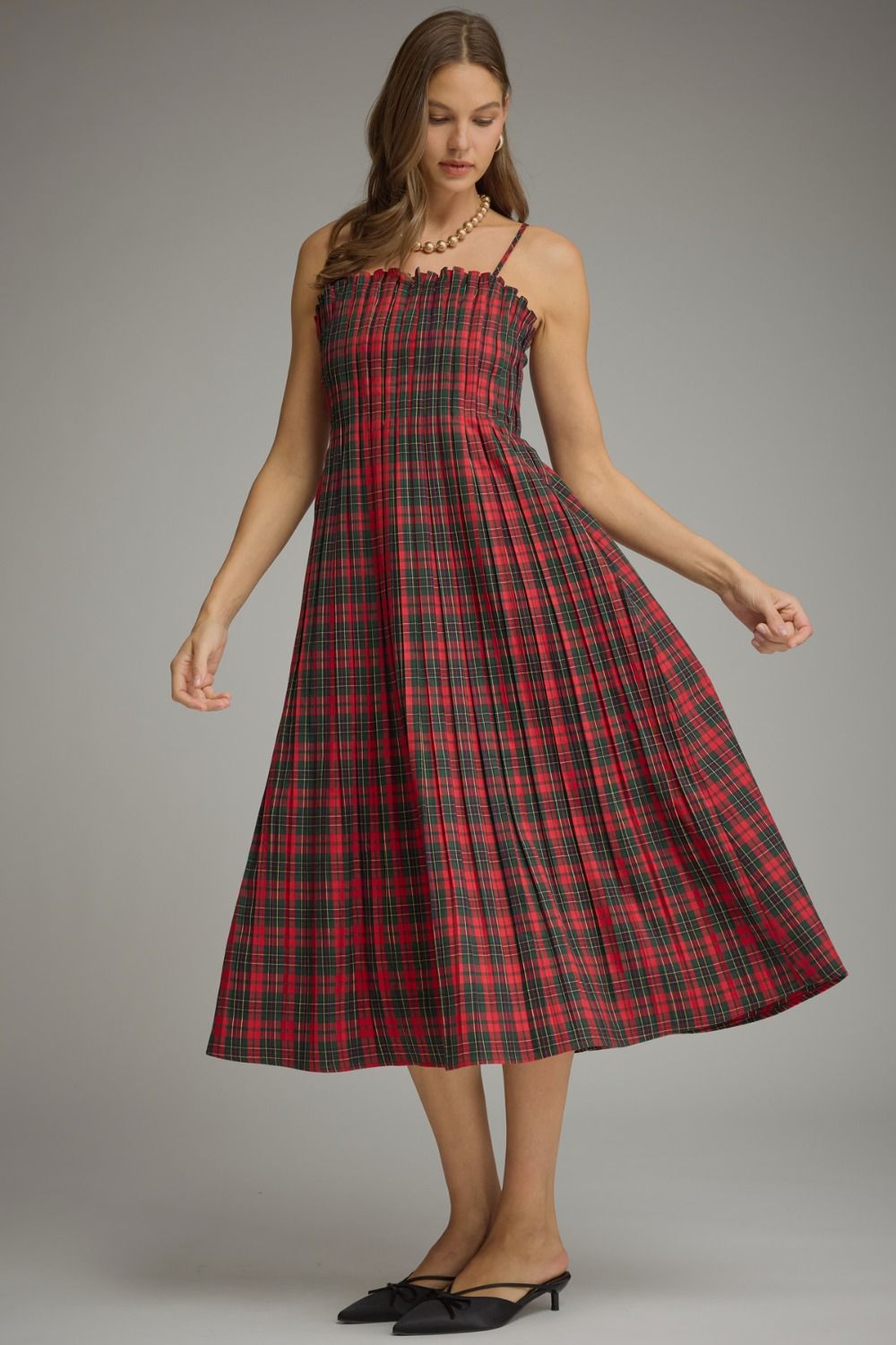 Plaid Smocked Bodice Dress