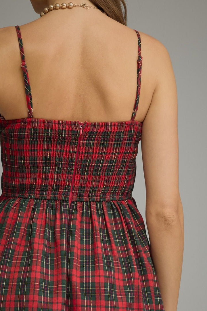 Plaid Smocked Bodice Dress