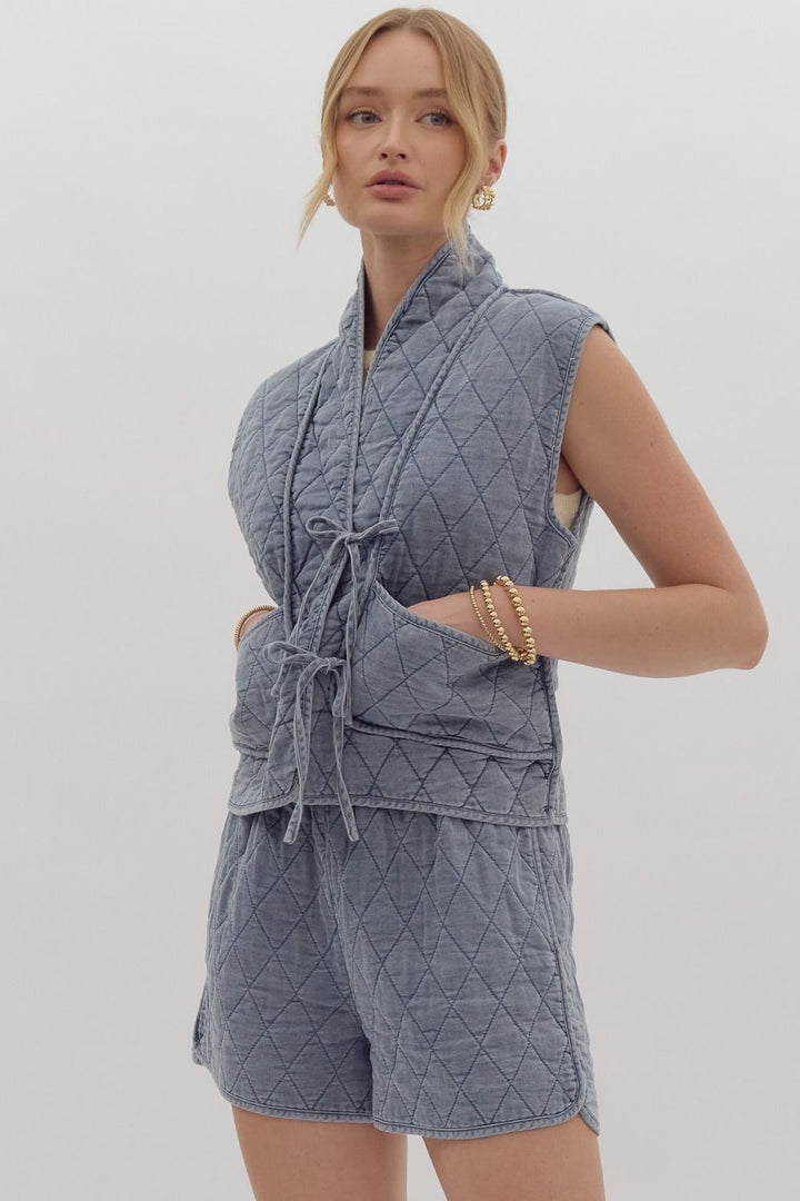 Quilted Denim Vest