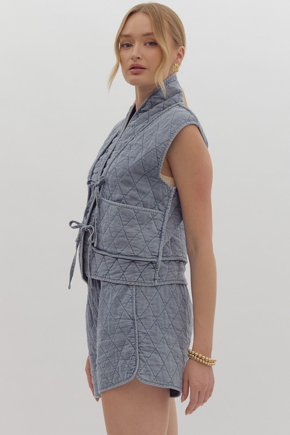 Quilted Denim Vest