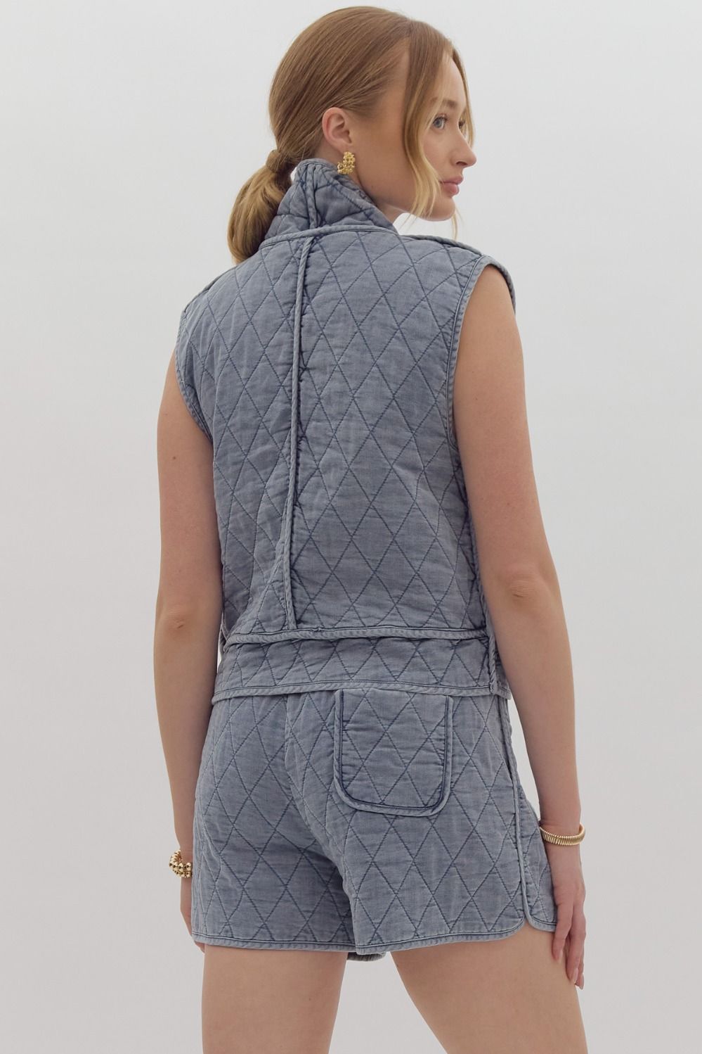 Quilted Denim Vest