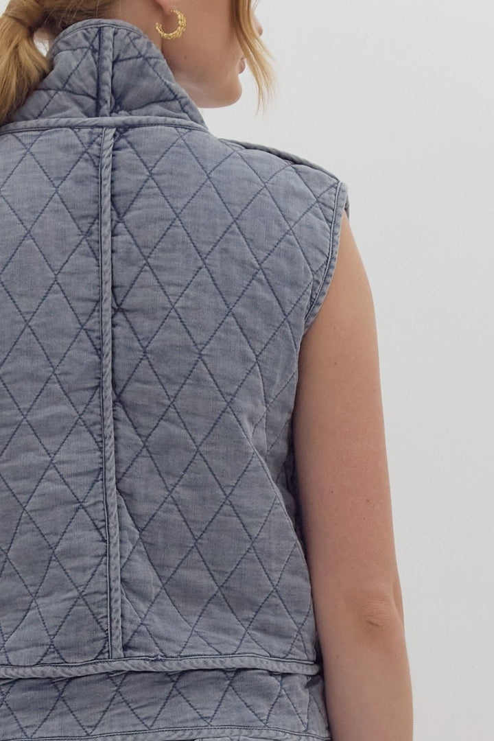 Quilted Denim Vest