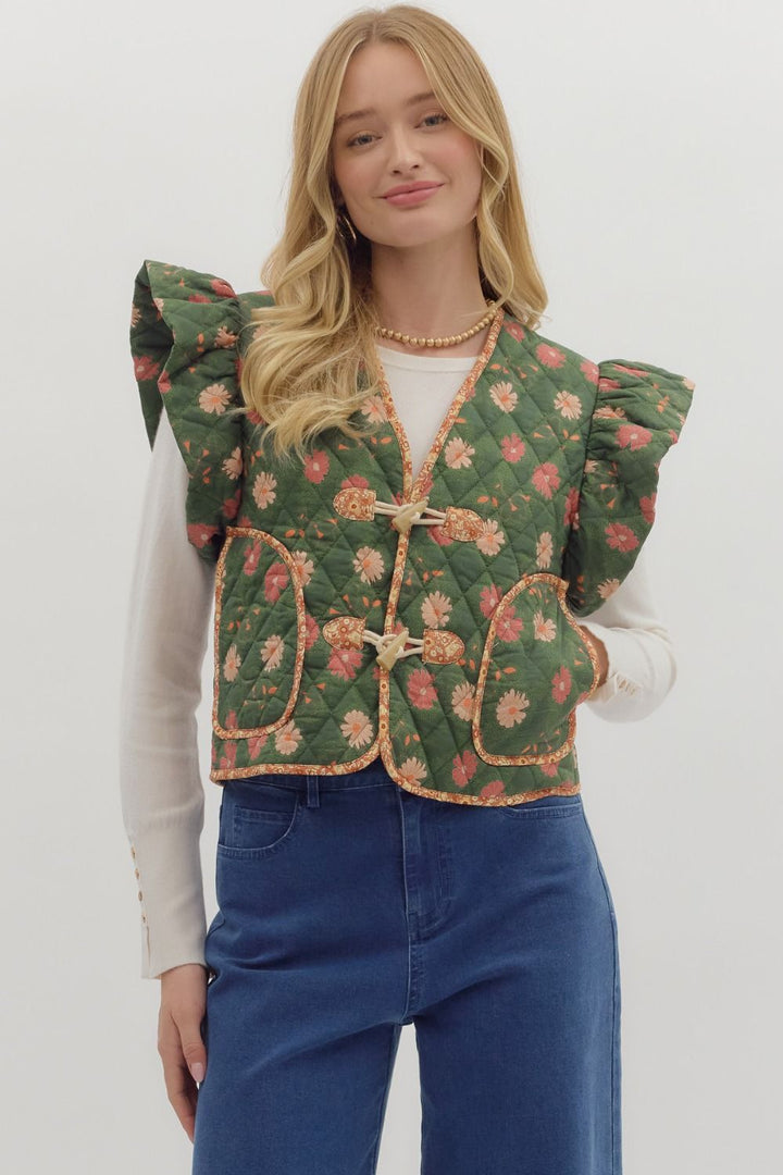 Floral Quilted Vest