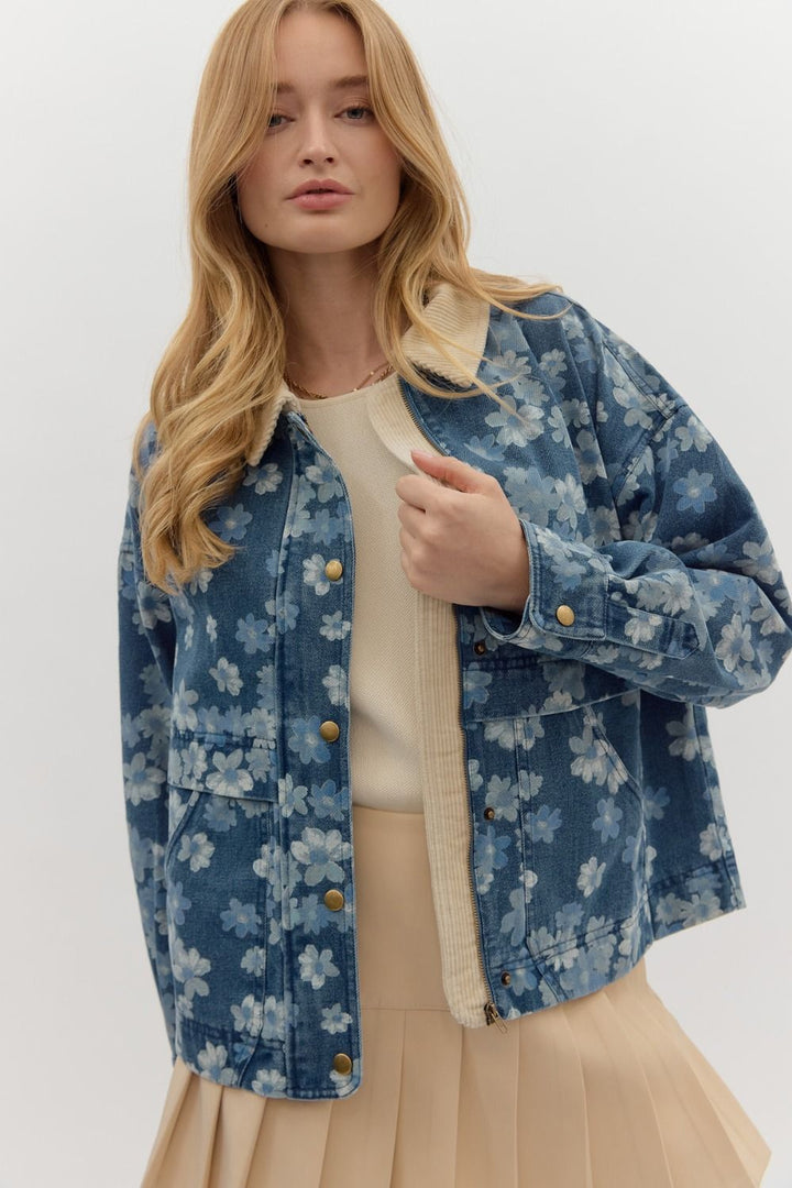 Denim Floral Jacket