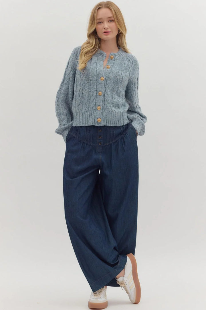 Chambray Cable Knit Sweater