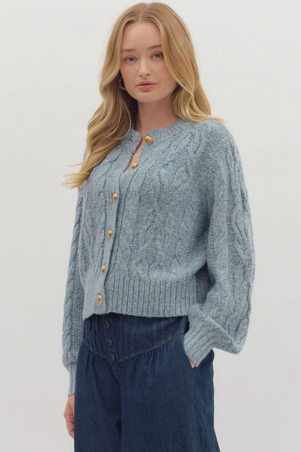 Chambray Cable Knit Sweater