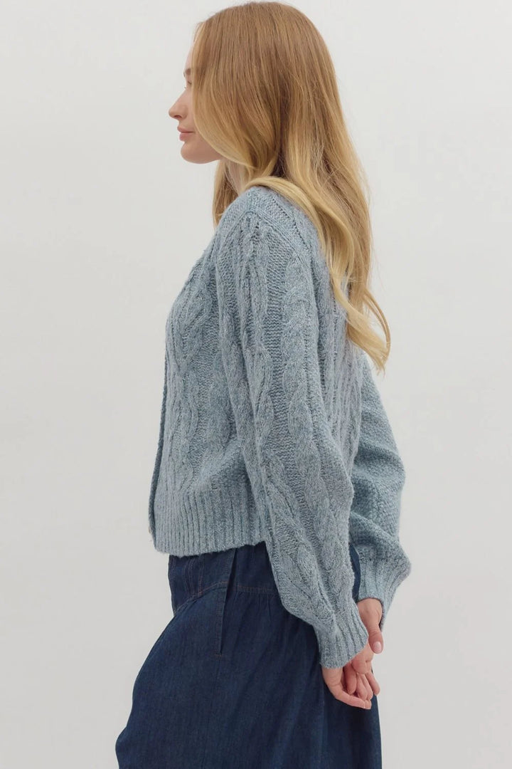 Chambray Cable Knit Sweater