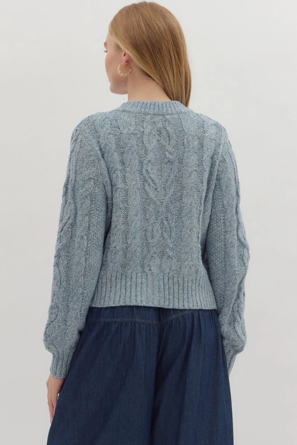 Chambray Cable Knit Sweater
