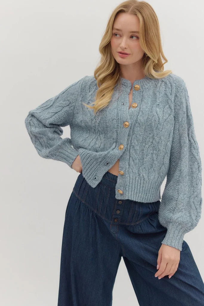 Chambray Cable Knit Sweater