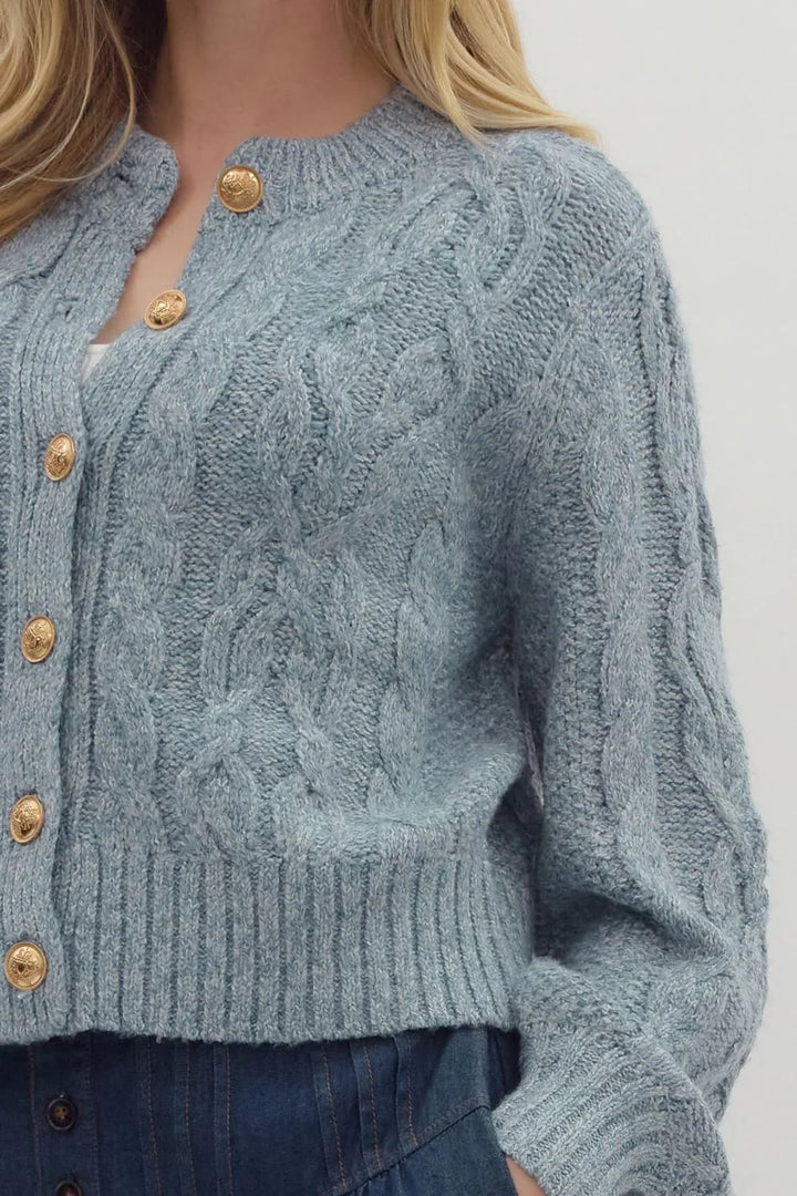 Chambray Cable Knit Sweater
