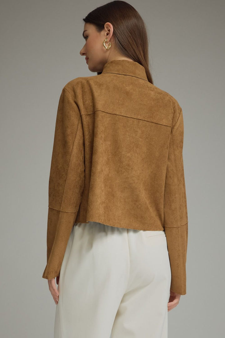 Faux Suede Tie Neck Jacket