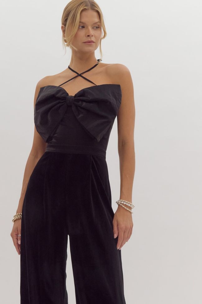 Velvet Bow Jumpsuit