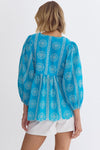 French Blue Embroidered Top
