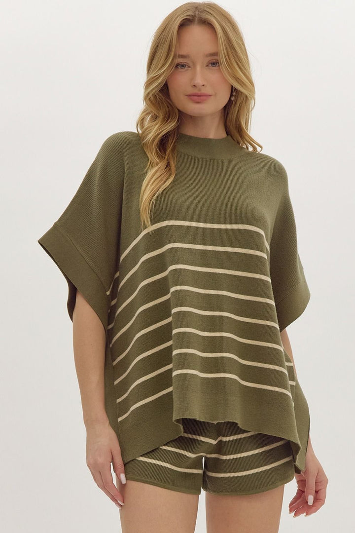 The Striped Olive Pullover Sweater