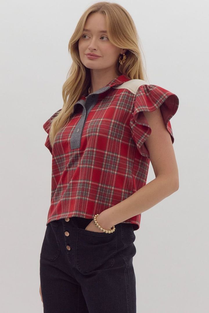 The Plaid Flutter Top