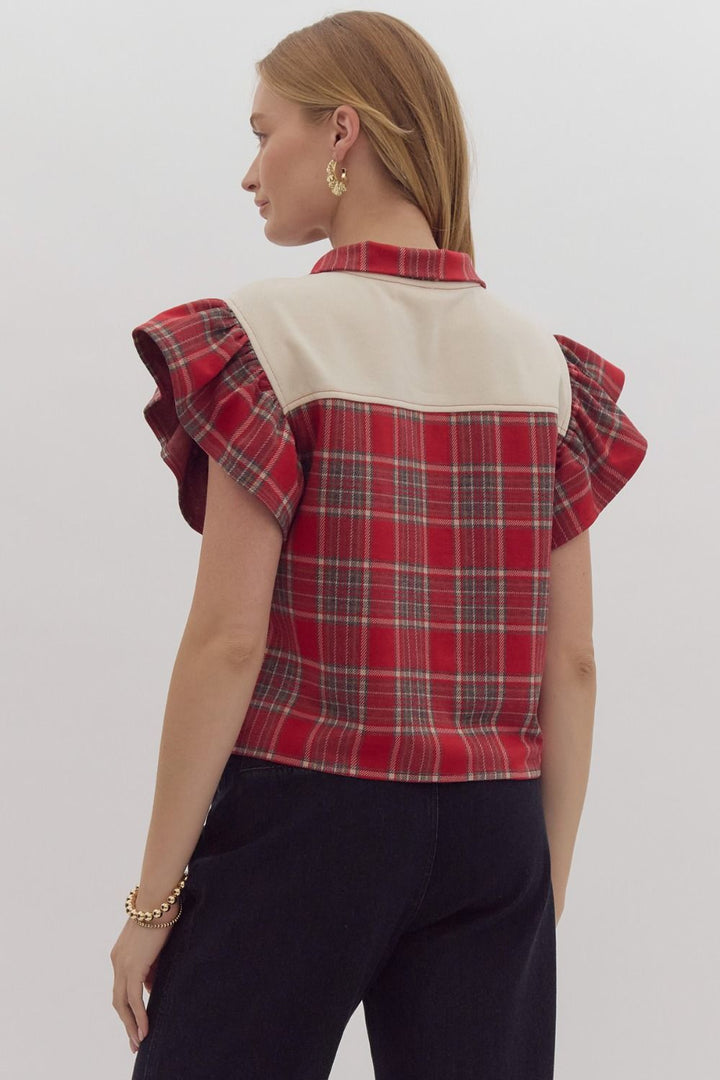 The Plaid Flutter Top