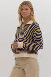 Stripe Long Sleeve Half Zip Pullover