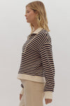 Stripe Long Sleeve Half Zip Pullover