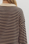 Stripe Long Sleeve Half Zip Pullover