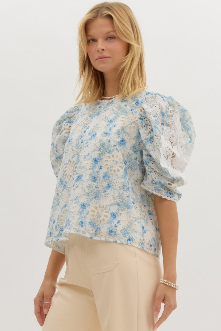 The Bluebell Eyelet Top