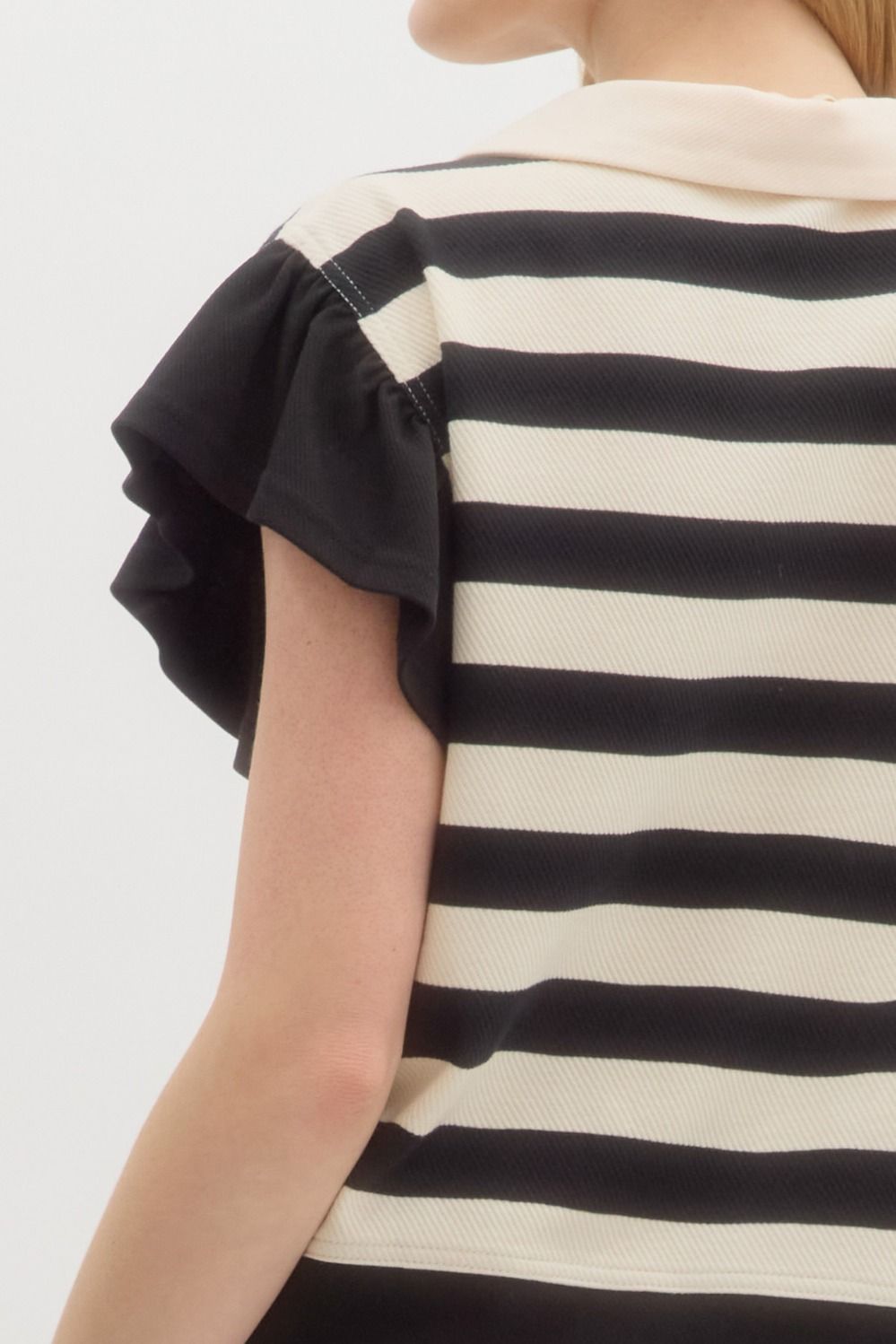 The Striped Flutter Sleeve Top