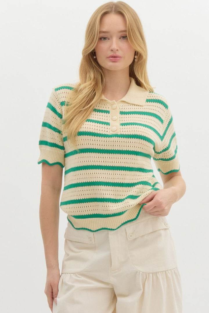 Striped Pointelle Sweater