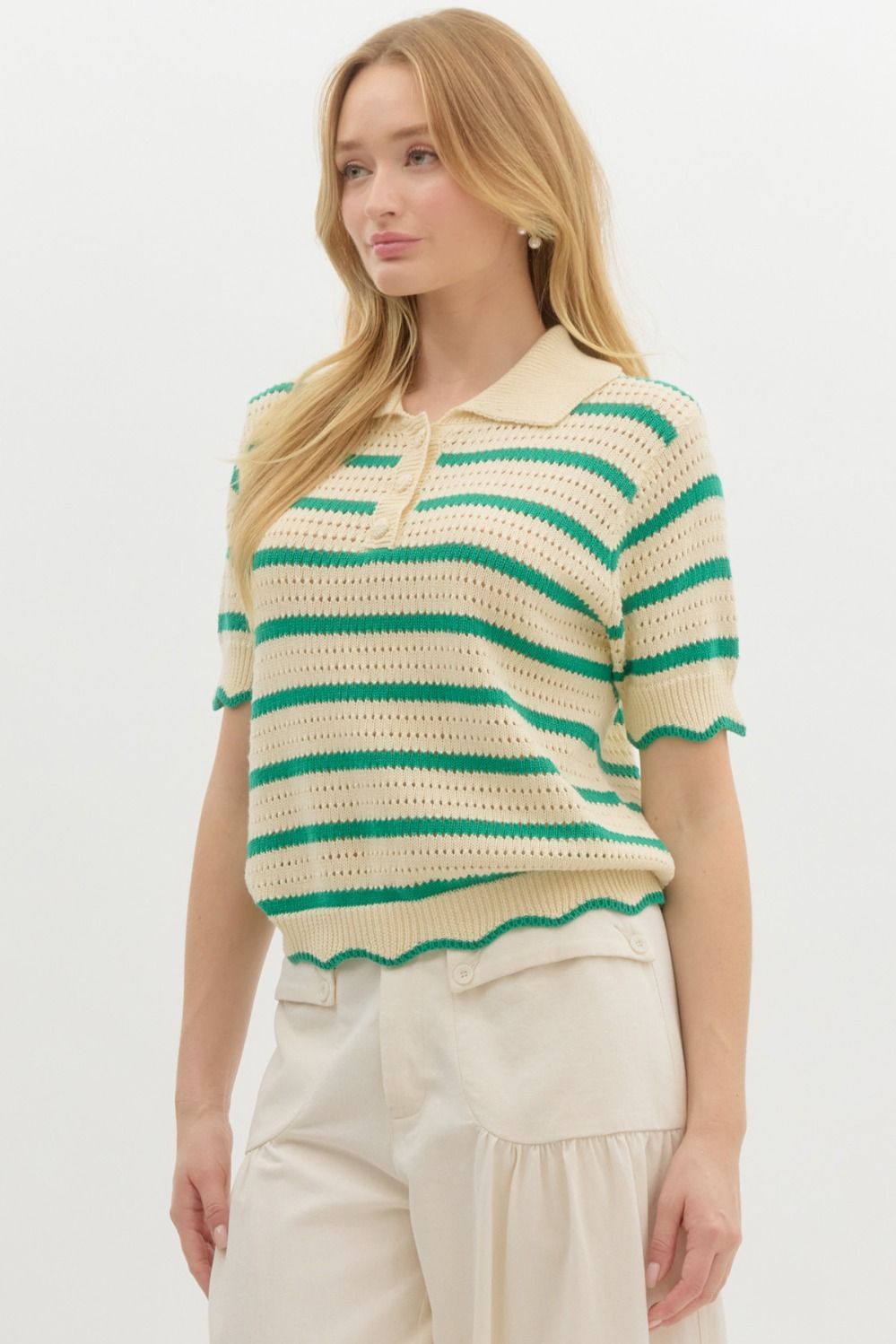 Striped Pointelle Sweater