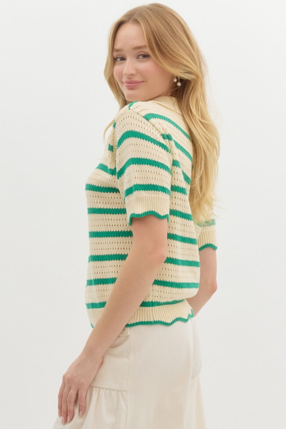 Striped Pointelle Sweater