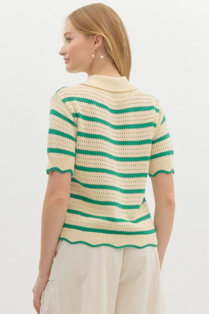 Striped Pointelle Sweater