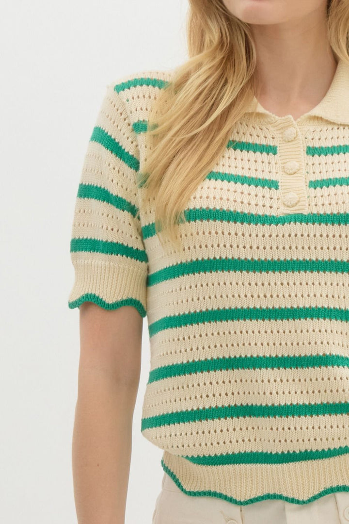 Striped Pointelle Sweater