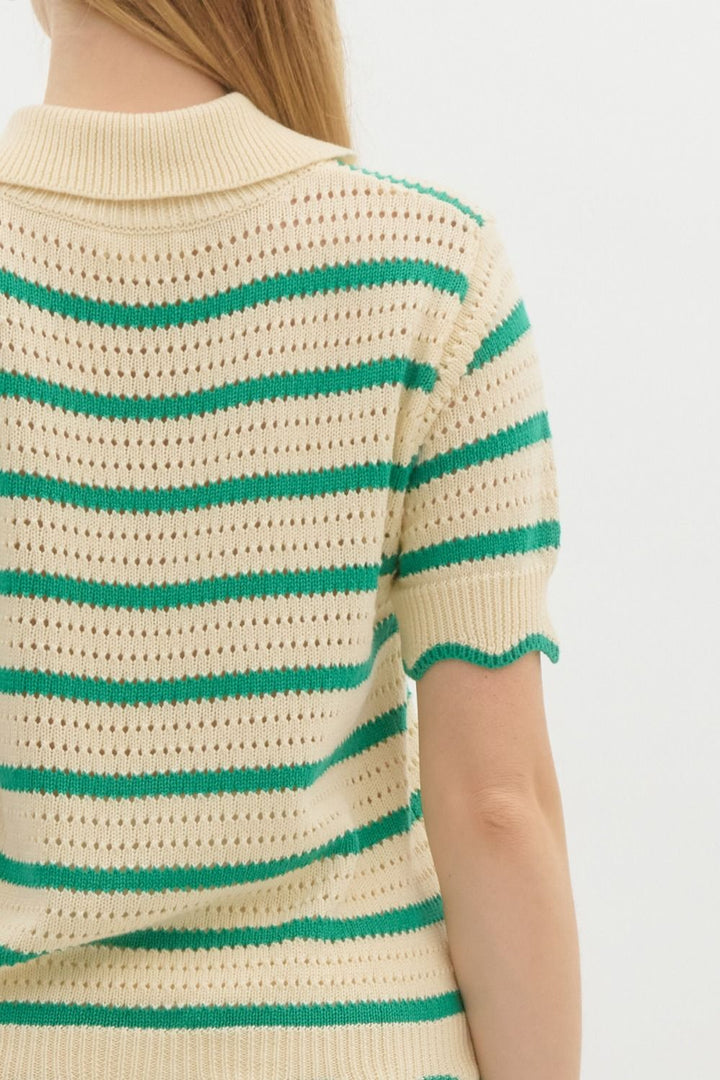 Striped Pointelle Sweater