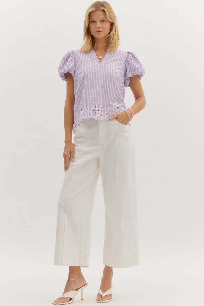 Lilac Pinstripe Top