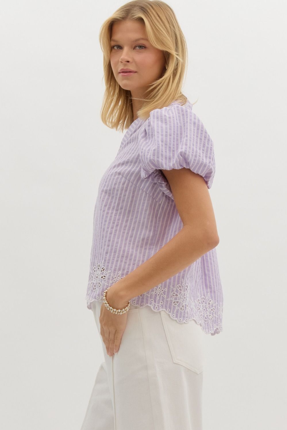 Lilac Pinstripe Top
